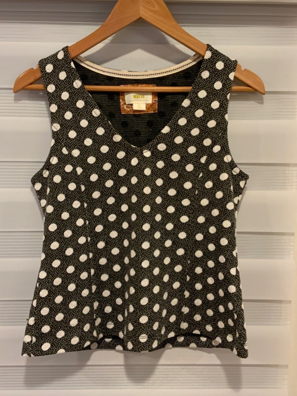 Anthropologie Black & White Polka Dot V-Neck top